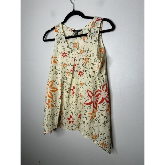 Yak N Yeti Yellow Floral Sleeveless Tank Tunic Summer Top Size Small - Picture 2 of 9